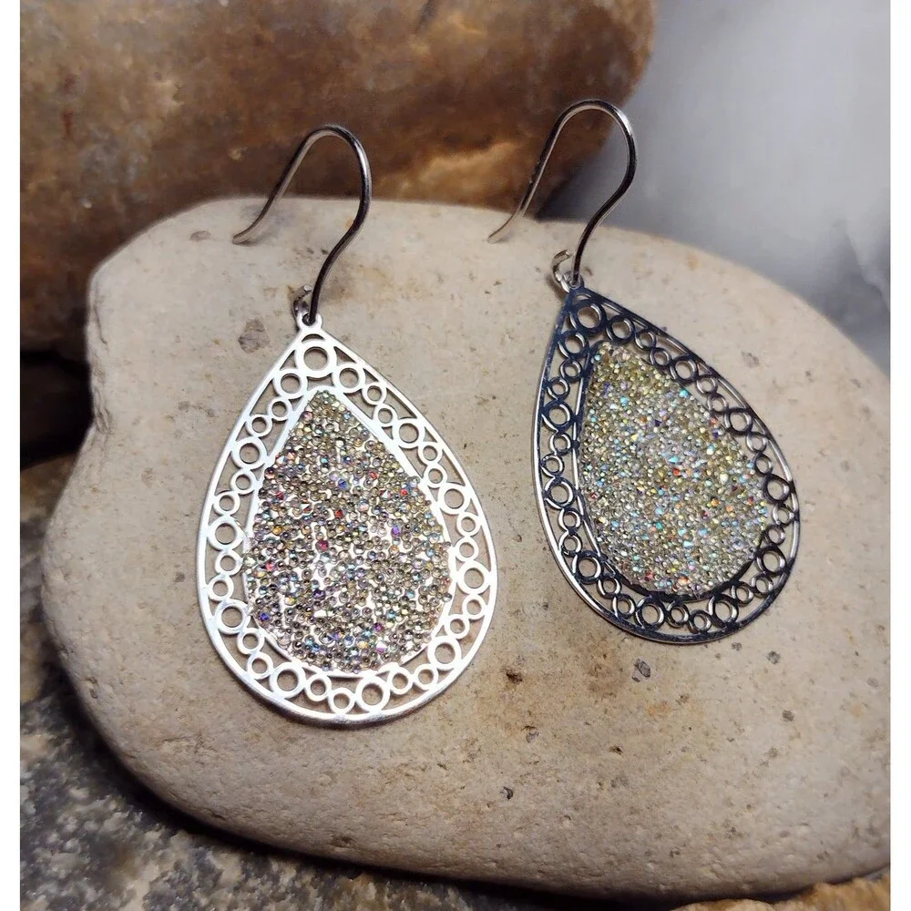 Sterling Silver 925 Sparkle Enamel Dangle Earrings